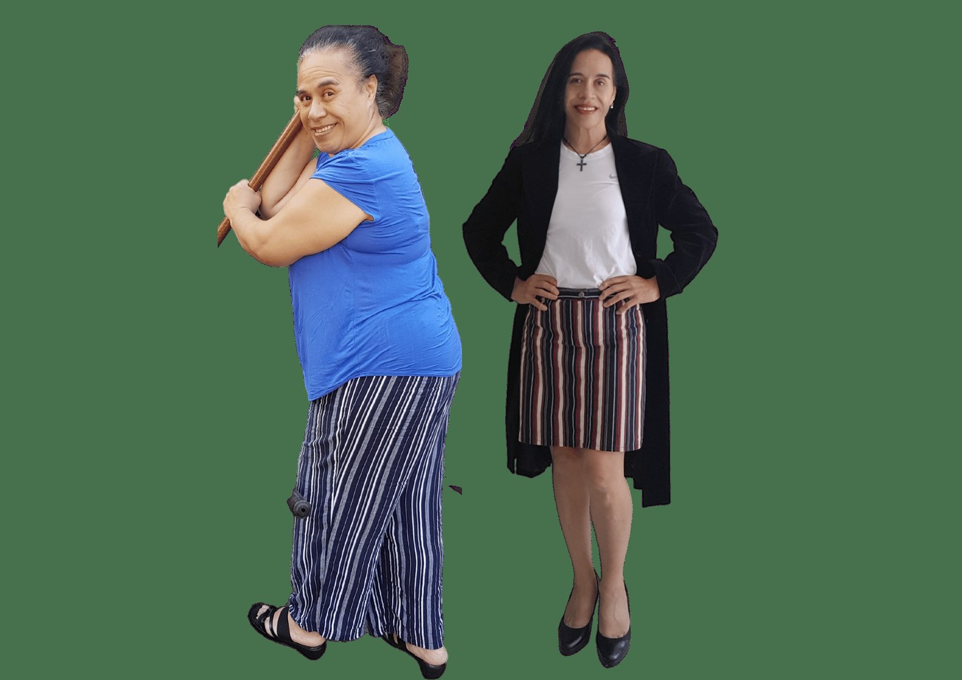 Bernadette Pereira before and after — side and front views of her weight loss transformation